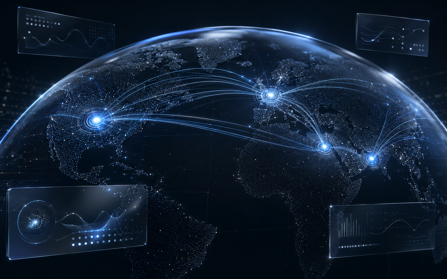 Global data network connecting North America, Europe, the UAE and India